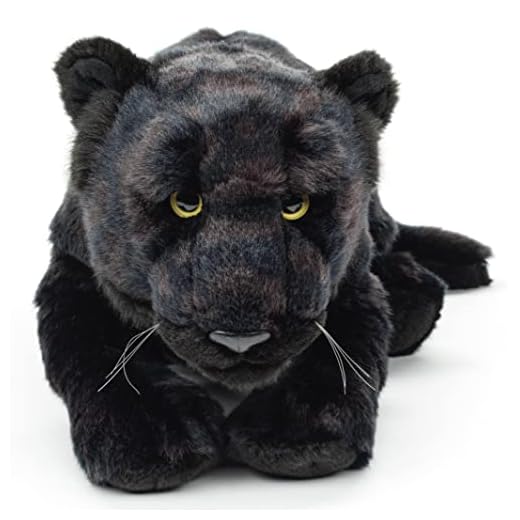 Uni-Toys - Schwarzer Panther, liegend - 44 cm (Länge) - Plüsch-Wildtier - Plüschtier, Kuscheltier
