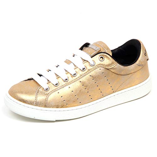 Basket Dsquared2 F6610 or laminé l'élégance du cuir au style vintage