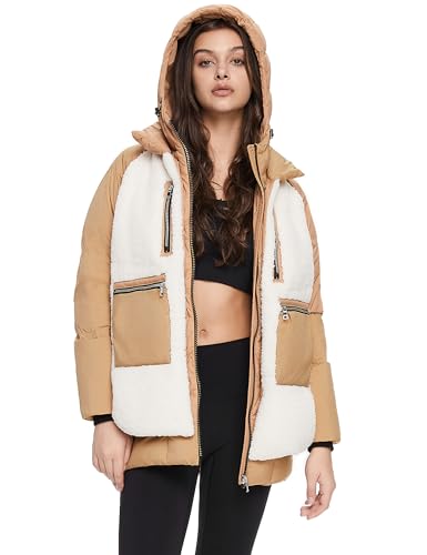 Orolay Women's Thickened Winter Down Coat Windproof Hooded Puffer Jacket with 6 Pockets