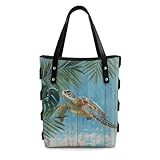Rchsomd Turtle Woodgrain Monstera Print DIY Shoulder Handbags for Women Spacious DIY Bucket Bag Making Kit Trendy Shoulder Hobo Oversize Satchels for Shopping, Work, Travel