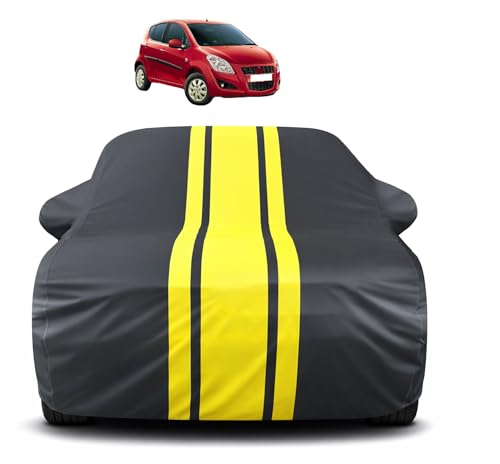 Image of Auto Hub Car Cover Compatible with Maruti Ritz with Mirror Pocket, Soft Cotton Lining, Ritz Car Cover Waterproof - Yellow-Black