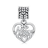SLIACETE 925 Sterling Silver Niece Dangle Charms Beads Fit Bracelets for Women Girls Niece