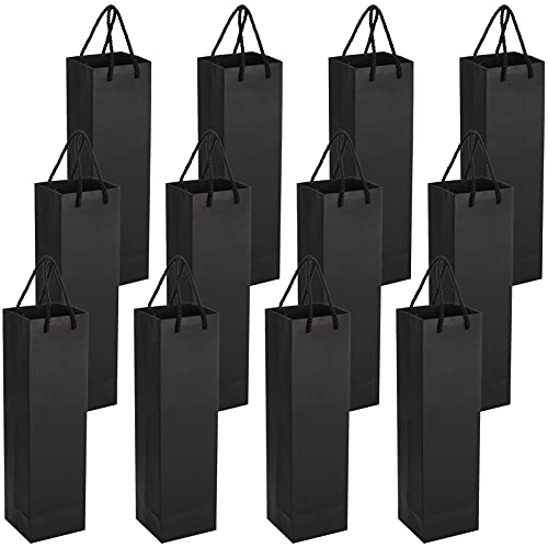 Heyu-Lotus 12 Pack Geschenktüten für Wein Recycelbarer Wein Champagner Geschenktasche für Weihnachten Hochzeit Geburtstag (Schwarz)