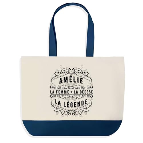 Grand sac de course provision bleu Amélie | Cabas shopping femme