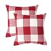 famibay Pack of 2, Pillow Covers Tartan Checkers Plaid Cotton Linen Throw Pillow Case Decorative Cushion Cover for Home Sofa Bed 18 x 18 Inch, Set of 2, Red and White