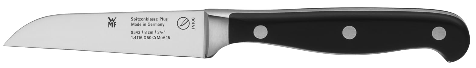 WMF Spitzenklasse Plus Vorteils Messerblock mit Messerset 6teilig, Made in Germany, 4 Messer geschmiedet, Buchenholz, Küchenschere, Flextec Messerblock, schwarz