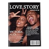 Revista Personalizada de Historia de Amor para Parejas, Libro de Fotos con Nombres y Texto, Regalo Romántico de San Valentín para Él o Ella, Recuerdo de Aniversario o Boda