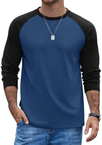 COOFANDY T Shirt Herren Langarm Raglan Shirts mit Rundhals
