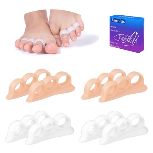 Keroius 4 Pairs Hammer Toe Corrector Hammer Toe Cushions Pads 3 Loop Design Toe…