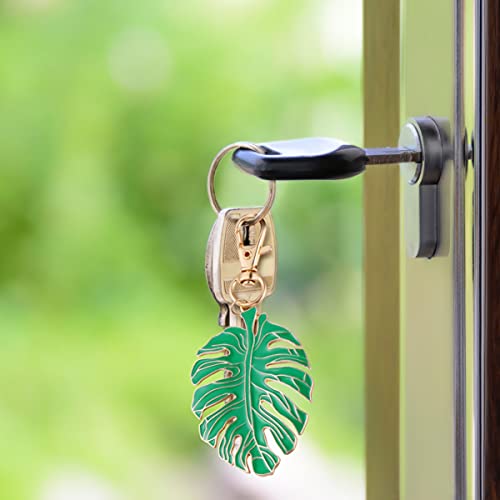 Amosfun Chaveiro de folha de palmeira tropical, chaveiro de folha verde, chaveiro de festa tropical,