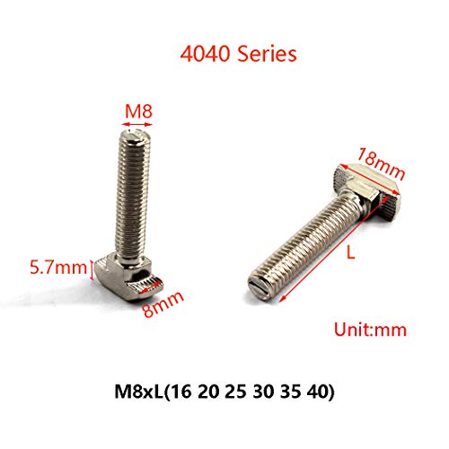 4040 M8X30 T-Schlitzschraube aus Karbonstahl (30 Stücke)