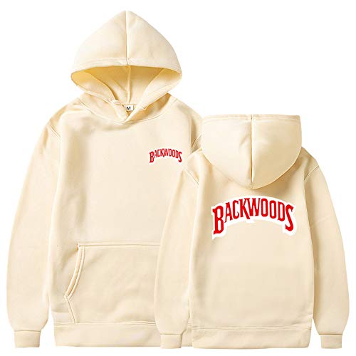 KeeYi The Screw Thread Cuff Hoodies Streetwear Backwoods Hoodie Sweatshirt Men Fashion Autumn Winter Hip Hop Hoodie Pullover C-Khaki S