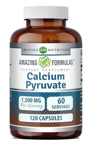 Amazing Formulas Calcium Pyruvate Supplement | 1500 Mg per Serving | Capsules | Non-GMO | Gluten-Free | Made in USA (120 Count 1 Pack)