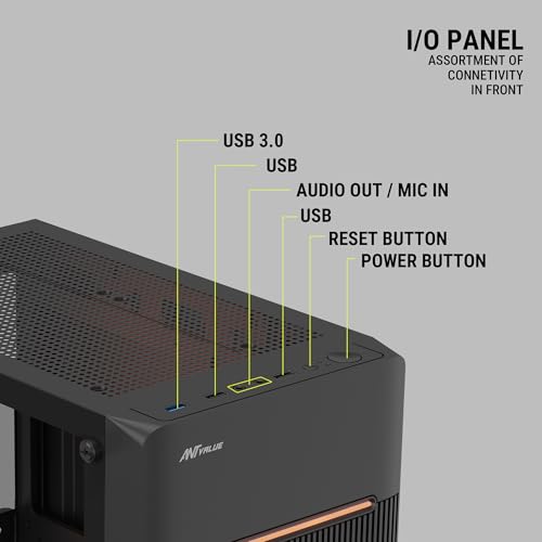 Image of Ant Value VM24 Computer Case /Gaming Cabinet - Black | Support ATX, M-ATX, ITX | Pre-Installed 1 ARGB Fan