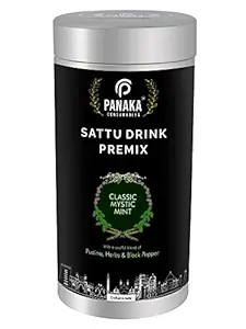 Panaka Chana Sattu Drink Mix with Refreshing Mint - Tasty Vegan Breakfast, Nutrition Rich Meal Replacement - 7 Servings (210g)