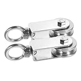 NAMOARLY 2pcs Industrial Lifting Wall-Mounted Stainless Steel Cable Rope Pulley Block