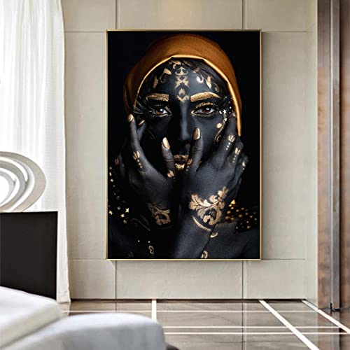 Peinture femme noire affiche art tribal pour un salon chaleureux et cosy