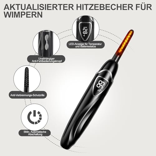 Heated Wimpern Curler Wimpernzange beheizbar, runpeak S600 beheizbare Wimpernzange mit präziser Temperaturregelung, Verbrühungsschutz & Auto-Off für langanhaltenden natürlichen Schwung