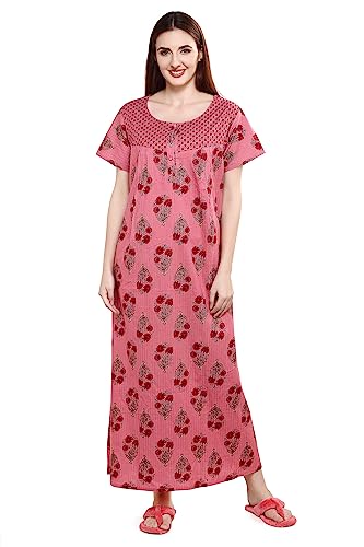 Image of Evolove Women's Cotton Long Maxi Maternity Feeding Night Gown with Pockets, Super Soft Comfortable (LNG-Feeding)