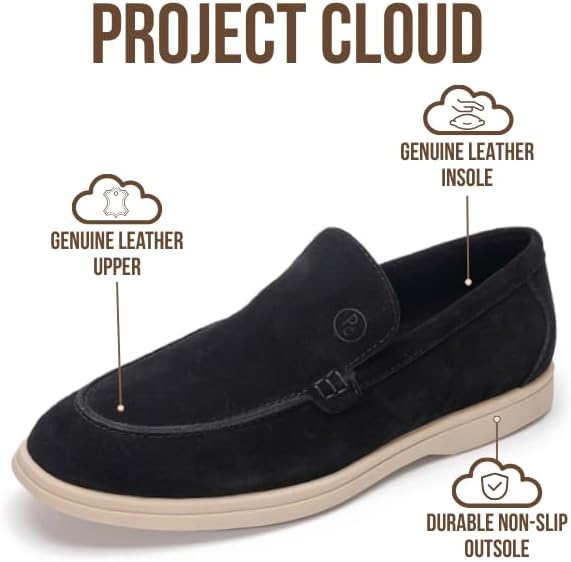 Project Cloud Mens Shoes 100% Genuine Leather Memory Foam Insole Loafers Slip On Shoes for Men - Venetian Men Casual Shoes Loafers for Men (Mark) - Image 2