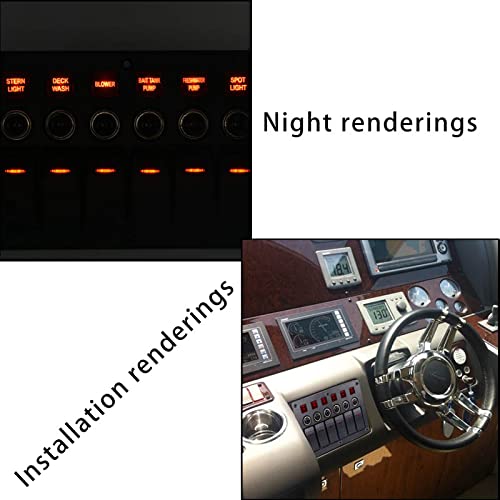 Universal 12-24V 6Gang Panel de interruptores combinados para barco Marine Yacht Caravan, Panel de interruptores LED a prueba de salpicaduras
