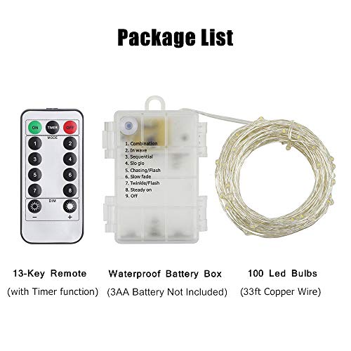 Er Chen Fairy Lights Battery Operated Waterproof 8 Modes With Remote Timer, 33Ft 100 Led Silver Coated Copper Wire Twinkle String Lights For Indoor Outdoor Decor (Multicolored) #TOP6