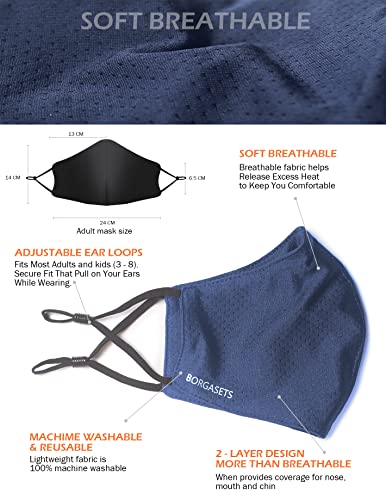 Cloth Face Mask Breathable & Washable & Reusable Adjustable Earloop For Sports Home Office Work Outdoor, Navy Blue 2 Pack #TOP6