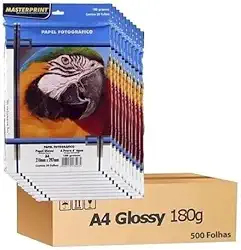 Papel Fotográfico A4 500fls Brilho 180g Excelente Resolução