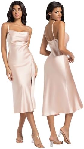Wedding Guest Dress for Women Spaghetti Strap Satin Slip Cocktail...