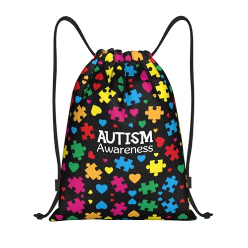 PRTYABS Autism Awareness Drawstring Bags Autism Adjustable Bags Backpack for Sports, Gym, Yoga,Travel, Swimming, Beach