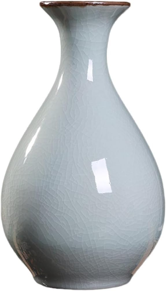 Vase Desktop White Cracked Glazed Ceramic Decorative Vase Crafts Ornaments(C-w20 X H32cm)