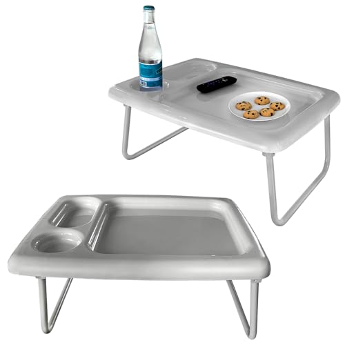 Image of Folding Bed and Lap Tray Table, Portable, Sturdy, Gray (Set of 2)