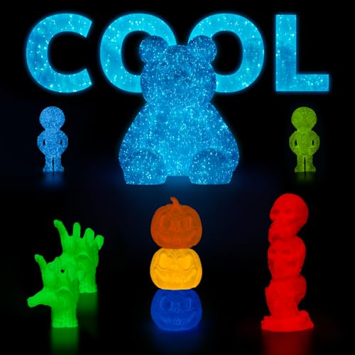 Image of AMOLEN 3D PLA Printer Filament, 1.75mm Glow in The Dark Shiny Firefly Blue PLA Filament for 3D Printing, Best with UV Lamps, 1kg Spool (2.2lbs), Dimensional Accuracy + /- 0.02 mm, Fit Most 3D Printers