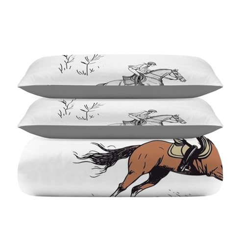 Housse de couette 240x260 cheval linge de lit réversible adulte microfibre - 2