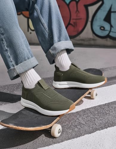 Image of HAUX Men's Slip-On Running Shoes | Lightweight Sports Sneakers with Memory Foam Cushioning | Walking, Gym, Jogging, Training | Ultra Comfort & Style