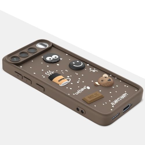 Image of Bintage Back Cover Compatible for Realme RMX5171 / Realme 16 | Cute Fun Ball | 3D Taddy Smiley Coffee | Milk Case | Full Body Protection - Brown