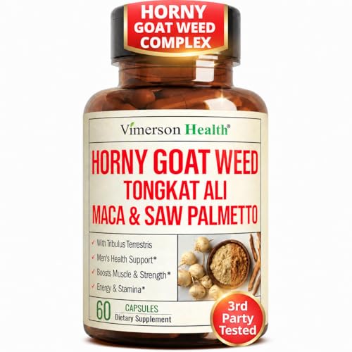 Horny Goat Weed for Men 1000mg 9-in-1 Male Enhancing Supplement for Energy & Stamina Hornygoatweed with Maca Root Tongkat Ali Saw Palmetto Panax Ginseng & Tribulus Terrestris 60 Capsules