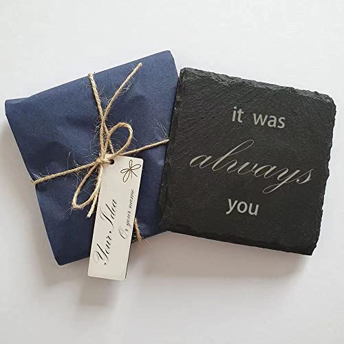 Image of 24 Pack 4 x 4 Inch Gorgeous Black Slate Stone Coasters Bulk Square Slate Stone Cup Coaster for Drink Bar Kitchen Home, Handmade Natural Rough Edge, Set of 24