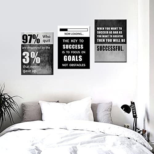 Inspirational Wall Art Success Motivational Poster Canvas Paintings 3 Pieces Picture Prints Artwork For Living Room Wall Decor Decoration Wooden Framed Ready To Hang [36''Wx 16''H] #TOP2