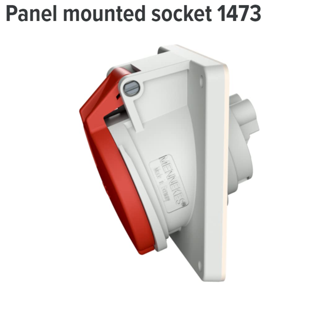 Mennekes (przedsiębiorstwo) 1473 20 stopni panel kątowy montowany, ochrona IP 44, 6 godzin położenia ziemi, 5 biegunów, 16 A, 400 V, czerwony