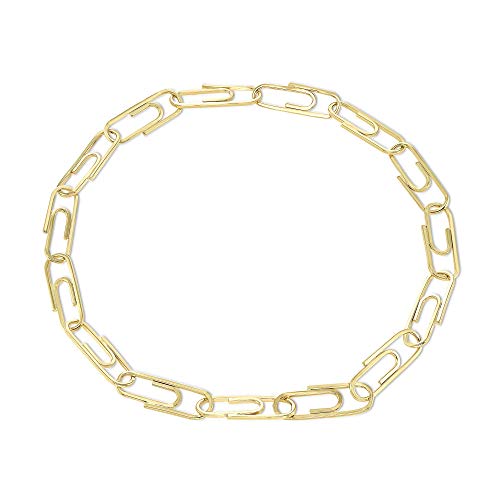 Paperclip Link Choker Chain Solid Heavy – Handmade 14k Gold Luxury Jewelry Necklace Pendant – Nice Women and Mens Gift – Available in Your Choice of Length 16’’ to 36’’