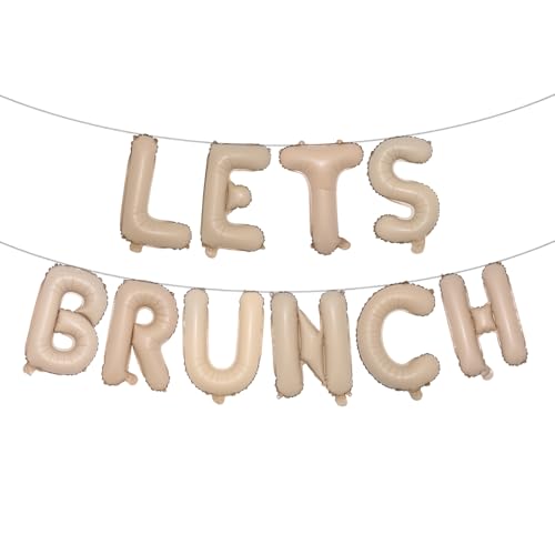 Image of Lets Brunch Decoration Brunch and Bubbly Bridal Shower Decoration Lets Brunch Sign Banner Floral Bridal Shower Decoration (LETS BRUNCH Caramel)