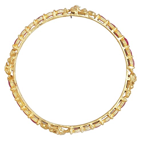 Image of ACCESSHER womens 22kt Gold plated set of 4 bangles Ruby Stone -studded Sustainable Handcrafted Bangles