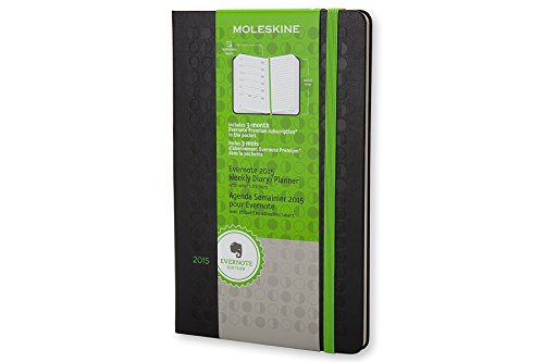 Moleskine 2015 Evernote Planner Weekly Notebook, 12M, Large, Black, Hard Cover (5 x 8.25) (Moleskine Evernote)
