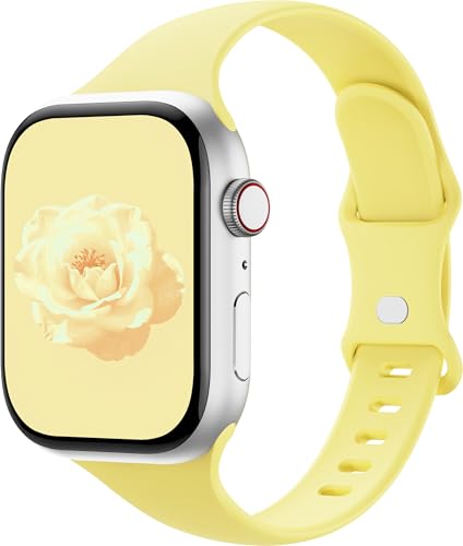 Image of Thin Silicone Band Compatible with Apple Watch 41mm 38mm 40mm 46mm 45mm 42mm 44mm, Slim Narrow Replacement Sport Strap Wristband for iWatch Series 11 10 9 8 7 6 5 4 SE Ultra 3 2 1 Women Men