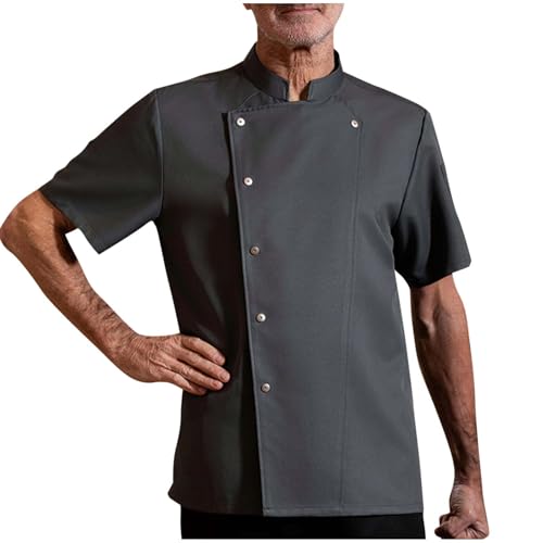 Unisex Chef Shirt Short Sleeve Chef Coat for Men Breathable Cook Shirts Fashion Restaurant Kitchen Working Uniform