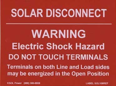 Solar Disconnect Warning Label for PV Installations - Reflective, 3"X4", (Pack of 2), KSOL Power