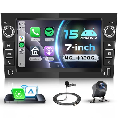 VECHTEL 4G+128G Autoradio Noir Android 15 pour Opel Corsa C/D Zafira B Astra H Meriva Vivaro Signum Combo, 7'' IPS Écran Tactile avec Carplay Android Auto GPS...