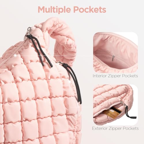 Image of Puffer Tote Bag for Women Large Quilted Crossbody Bag Quilted Carryall Bag Soft Puffy Hobo Handbags Puff Purse Shoulder Bag