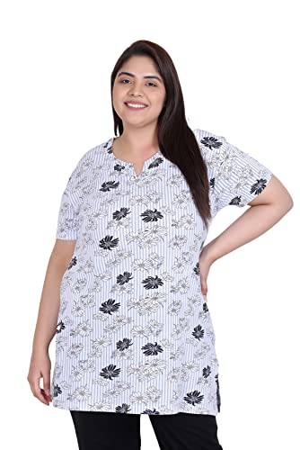Image of In Love Women's Cotton Plus Size Longline T-Shirt Half Sleeve with Pockets | Cotton fabric - soft longline T-shirt with easy plus-size fit